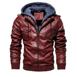 winter men's leather jacket motorcycle hooded jacket men's warm Leisure PU leather coats M-4XL - RELEVAZA