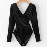 SheMujerSky Long Sleeve Bodysuit Women Backless Jumpsuits Black White Body femme monos cortos de mujer 2017 - RELEVAZA