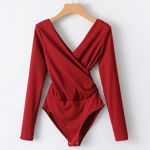 SheMujerSky Long Sleeve Bodysuit Women Backless Jumpsuits Black White Body femme monos cortos de mujer 2017 - RELEVAZA