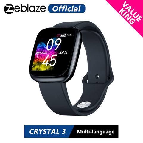 [Value King] New Zeblaze Crystal 3 Smartwatch WR IP67 Heart Rate Blood Pressure Long Battery Life IPS Color Display Smart Watch - RELEVAZA