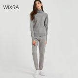Wixra Autumn Winter Casual Knitted Women's Sets Turtleneck Long Sleeve Sweaters Lace-up Pants Solid Sets For Ladies - RELEVAZA
