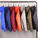QUANBO Brand Autumn Winter Light Down Jacket Men's Fashion Hooded Short Large Ultra-thin Lightweight Youth Slim Coat 5XL - RELEVAZA