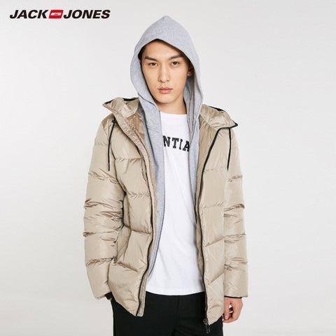 JackJones Men's fashion casual hooded down jacket short parka coat menswear 218412509 - RELEVAZA