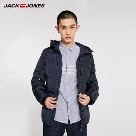 JackJones Men's fashion casual hooded down jacket short parka coat menswear 218412509 - RELEVAZA