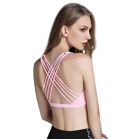 LUKITAS Women Sports Bra Quick Dry High Stretch Top Sport Push Up Fitness  Running Gym Breathable Cross Strap Yoga Bra Vest Tops - RELEVAZA