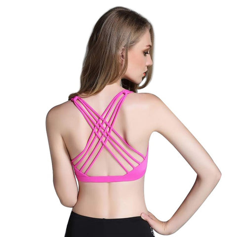LUKITAS Women Sports Bra Quick Dry High Stretch Top Sport Push Up Fitness  Running Gym Breathable Cross Strap Yoga Bra Vest Tops - RELEVAZA