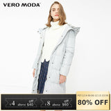 Vero Moda new detachable rabbit fur hooded long down jacket women | 318312503 - RELEVAZA