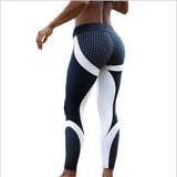 Hayoha Mesh Pattern Print Leggings fitness Leggings For Women Sporting Workout Leggins Elastic Slim Black White Pants - RELEVAZA
