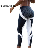CHRLEISURE Fitness Legging Geometric honeycomb digital printing Leggings high waist Hip breathable polyester Women Legging - RELEVAZA