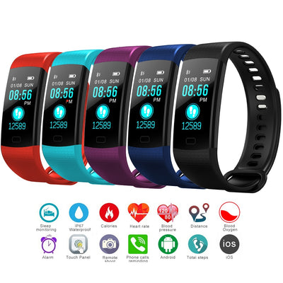 Y5 Smart Wristband Heart Rate Blood Pressure Monitor Tracker Fitness Tracker Smart Bracelet Waterproof Smart Watch Pedometer - RELEVAZA