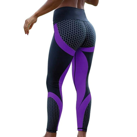 Hayoha Mesh Pattern Print Leggings fitness Leggings For Women Sporting Workout Leggins Elastic Slim Black White Pants - RELEVAZA