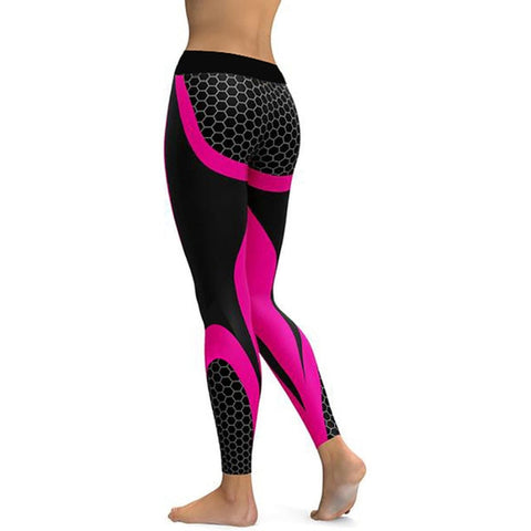 Hayoha Mesh Pattern Print Leggings fitness Leggings For Women Sporting Workout Leggins Elastic Slim Black White Pants - RELEVAZA
