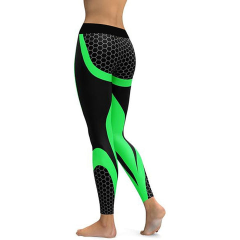 Hayoha Mesh Pattern Print Leggings fitness Leggings For Women Sporting Workout Leggins Elastic Slim Black White Pants - RELEVAZA