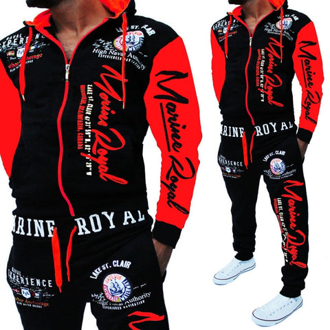 Men Track Suit Hooded Jacket Sweatsuit Mens Sports Suits brand New Sportwear Men Jogger Set Printed Tracksuit Men Clothes 2018 - RELEVAZA