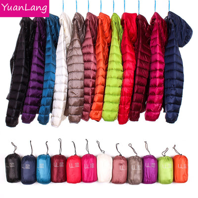 Winter Women Ultra Light Down Jacket White Duck Down Hooded Jackets Long Sleeve Warm Coat Parka Female Solid Portable Outwear - RELEVAZA