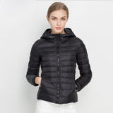 Winter Women Ultra Light Down Jacket White Duck Down Hooded Jackets Long Sleeve Warm Coat Parka Female Solid Portable Outwear - RELEVAZA