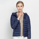 Winter Women Ultra Light Down Jacket White Duck Down Hooded Jackets Long Sleeve Warm Coat Parka Female Solid Portable Outwear - RELEVAZA