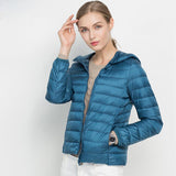 Winter Women Ultra Light Down Jacket White Duck Down Hooded Jackets Long Sleeve Warm Coat Parka Female Solid Portable Outwear - RELEVAZA