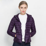 Winter Women Ultra Light Down Jacket White Duck Down Hooded Jackets Long Sleeve Warm Coat Parka Female Solid Portable Outwear - RELEVAZA