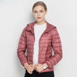 Winter Women Ultra Light Down Jacket White Duck Down Hooded Jackets Long Sleeve Warm Coat Parka Female Solid Portable Outwear - RELEVAZA