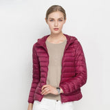 Winter Women Ultra Light Down Jacket White Duck Down Hooded Jackets Long Sleeve Warm Coat Parka Female Solid Portable Outwear - RELEVAZA