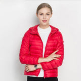 Winter Women Ultra Light Down Jacket White Duck Down Hooded Jackets Long Sleeve Warm Coat Parka Female Solid Portable Outwear - RELEVAZA