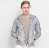 Winter Women Ultra Light Down Jacket White Duck Down Hooded Jackets Long Sleeve Warm Coat Parka Female Solid Portable Outwear - RELEVAZA