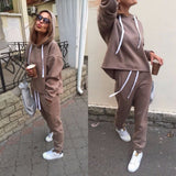 2018 Autumn Tracksuit Long Sleeve Thicken Hooded Sweatshirts 2 Piece Set Casual Sport Suit Women Tracksuit Set - RELEVAZA
