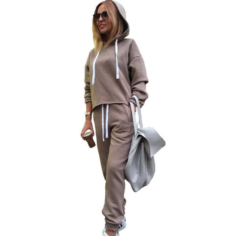 2018 Autumn Tracksuit Long Sleeve Thicken Hooded Sweatshirts 2 Piece Set Casual Sport Suit Women Tracksuit Set - RELEVAZA