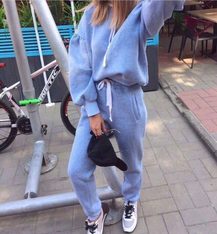 2018 Autumn Tracksuit Long Sleeve Thicken Hooded Sweatshirts 2 Piece Set Casual Sport Suit Women Tracksuit Set - RELEVAZA
