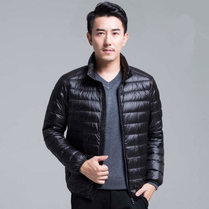 QUANBO Brand Autumn Winter Light Down Jacket Men's Fashion Hooded Short Large Ultra-thin Lightweight Youth Slim Coat 5XL - RELEVAZA