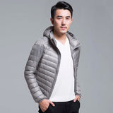 QUANBO Brand Autumn Winter Light Down Jacket Men's Fashion Hooded Short Large Ultra-thin Lightweight Youth Slim Coat 5XL - RELEVAZA