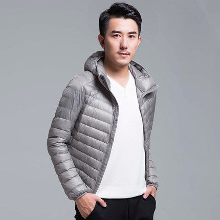 QUANBO Brand Autumn Winter Light Down Jacket Men's Fashion Hooded Short Large Ultra-thin Lightweight Youth Slim Coat 5XL - RELEVAZA