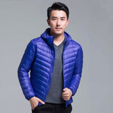 QUANBO Brand Autumn Winter Light Down Jacket Men's Fashion Hooded Short Large Ultra-thin Lightweight Youth Slim Coat 5XL - RELEVAZA