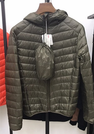 QUANBO Brand Autumn Winter Light Down Jacket Men's Fashion Hooded Short Large Ultra-thin Lightweight Youth Slim Coat 5XL - RELEVAZA