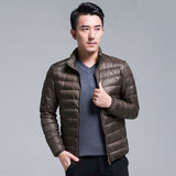 QUANBO Brand Autumn Winter Light Down Jacket Men's Fashion Hooded Short Large Ultra-thin Lightweight Youth Slim Coat 5XL - RELEVAZA