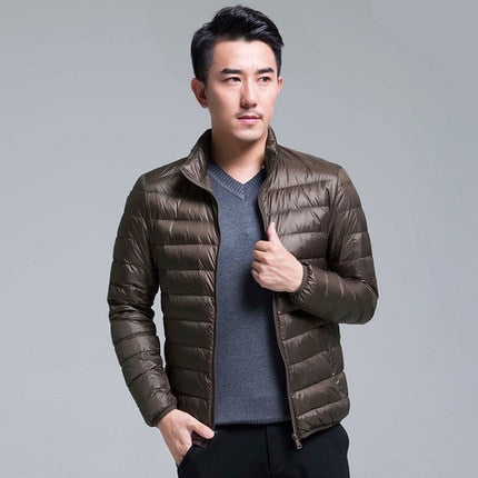 QUANBO Brand Autumn Winter Light Down Jacket Men's Fashion Hooded Short Large Ultra-thin Lightweight Youth Slim Coat 5XL - RELEVAZA