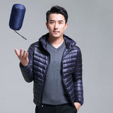 QUANBO Brand Autumn Winter Light Down Jacket Men's Fashion Hooded Short Large Ultra-thin Lightweight Youth Slim Coat 5XL - RELEVAZA