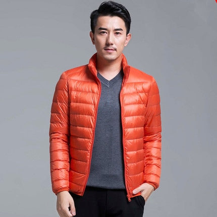 QUANBO Brand Autumn Winter Light Down Jacket Men's Fashion Hooded Short Large Ultra-thin Lightweight Youth Slim Coat 5XL - RELEVAZA