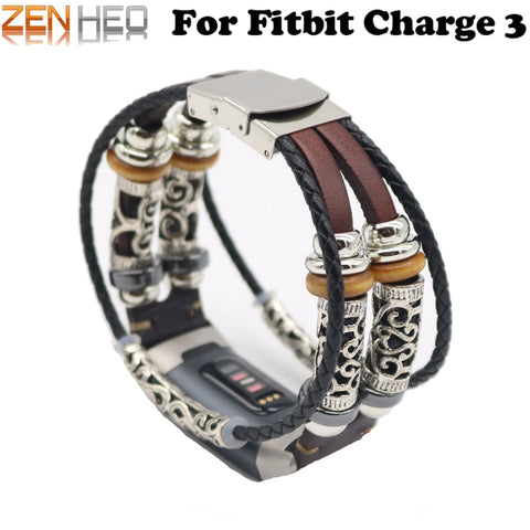 Retro Leather Strap Bracelet for Fitbit Charge 3 Band Replacement Watch Band for Fitbit Charge 3 Smart Watchband Accessories - RELEVAZA