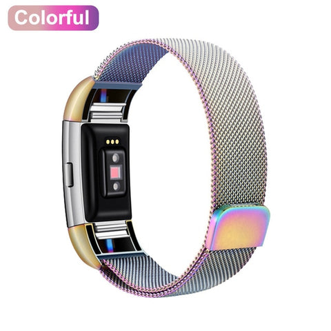 XShum Metal Stainless Strap For Fitbit Charge 2 Band Milanese Loop Magnetic Fitbit charge 3 Strap Smart bracelet For Wrist strap - RELEVAZA