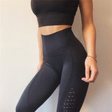 SALSPOR Seamless Shark Yoga Pants Women High Waist Stitching Hollow Sport Pants Female Running Training Fitness Gym Leggings - RELEVAZA