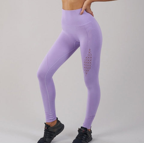 SALSPOR Seamless Shark Yoga Pants Women High Waist Stitching Hollow Sport Pants Female Running Training Fitness Gym Leggings - RELEVAZA