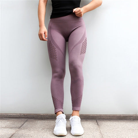 SALSPOR Women Yoga Pants Sports Running Sportswear Stretchy Fitness Leggings Gym Seamless Tummy Control Compression Tights Pants - RELEVAZA