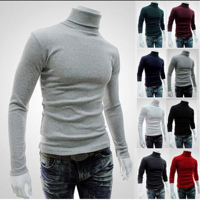 2019 New Autumn Winter Men'S Sweater Men'S Turtleneck Solid Color Casual Sweater Men's Slim Fit Brand Knitted Pullovers - RELEVAZA