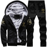 Tracksuit Men Sporting Fleece Thick Hooded Brand-Clothing Casual Track Suit Men Jacket+Pant Warm Fur Inside Winter Sweatshirt - RELEVAZA