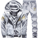 Tracksuit Men Sporting Fleece Thick Hooded Brand-Clothing Casual Track Suit Men Jacket+Pant Warm Fur Inside Winter Sweatshirt - RELEVAZA