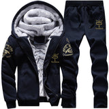 Tracksuit Men Sporting Fleece Thick Hooded Brand-Clothing Casual Track Suit Men Jacket+Pant Warm Fur Inside Winter Sweatshirt - RELEVAZA