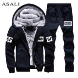 Tracksuit Men Sporting Fleece Thick Hooded Brand-Clothing Casual Track Suit Men Jacket+Pant Warm Fur Inside Winter Sweatshirt - RELEVAZA