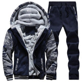 Tracksuit Men Sporting Fleece Thick Hooded Brand-Clothing Casual Track Suit Men Jacket+Pant Warm Fur Inside Winter Sweatshirt - RELEVAZA